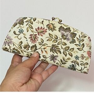Baronet Vintage 1960's Floral Tapestry & Leather Clutch